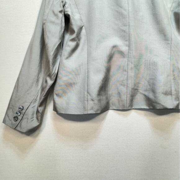 Talbots Womens One-Button Blazer Jacket Size 10 Gray Silk Blend Formal Classic - Picture 12 of 12